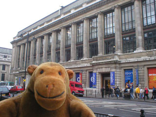 Mr Monkey across the road from the Science Museum