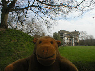 Mr Monkey looking at the Hall from the car park