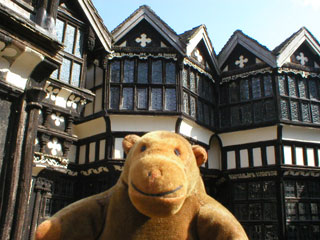 Mr Monkey in the courtyard of Little Moreton Hall
