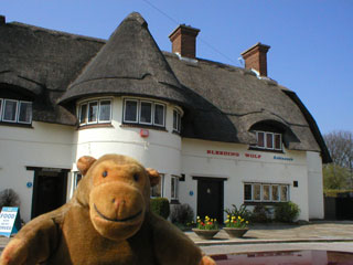 Mr Monkey outside the Bleeding Wolf pub