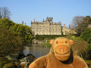 Mr Monkey looking over the lake to the house