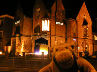 Mr Monkey outside the Corner House Hotel