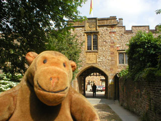 Mr Monkey aprroaching the entrance to the castle
