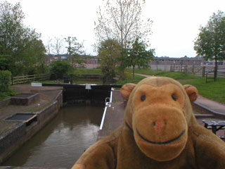 Mr Monkey looking toward Taunton from the Firepool Lock