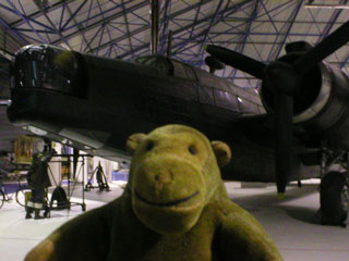 Mr Monkey near a Wellington bomber