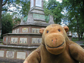 Mr Monkey inspecting the Burdett-Coutts sundial