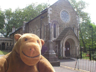 Mr Monkey beside St Pancras Old Church