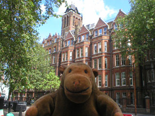 Mr Monkey outside St Pancras hospital