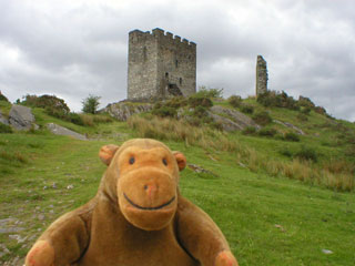 Mr Monkey approaching Dolwyddllan Castle
