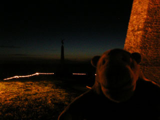 Mr Monkey in the castle after dark