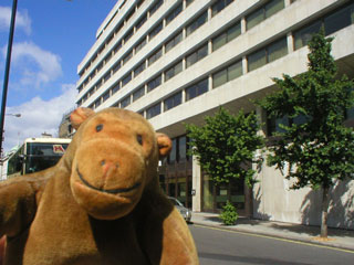 Mr Monkey outside the Swissôtel Howard