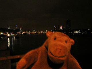 Mr Monkey looking down the river at night