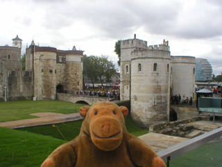 Mr Monkey looking towards Middle and Byward Towers