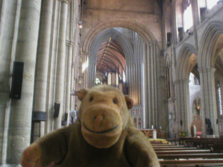 Mr Monkey in the nave of Ripon Cathedral