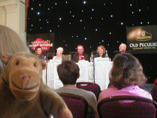Richard Burke, Skye Moody, David Stuart Davies, Minette Walters and John Baker at Holmes quiz