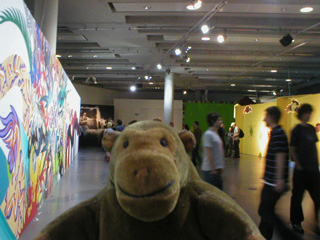 Mr Monkey beside the Kami and Sasu painting