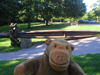 Mr Monkey examining a very large axle