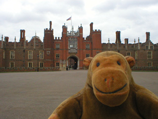 Mr Monkey in the yard in front of the main entrance