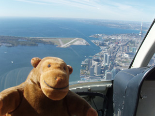 Mr Monkey flying along the lakefront