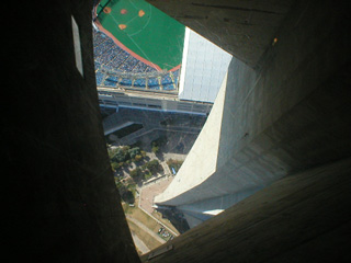 The view 1122 feet straight down from the glass floor