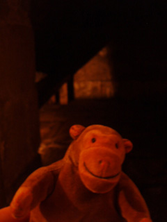 Mr Monkey at the entrance to a secret strongroom