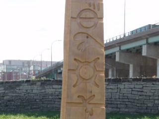Close up of the carved shaft