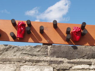 Close up of the braille and sign language artwork