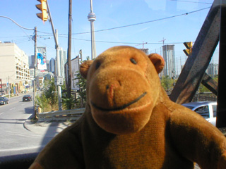 Mr Monkey on the Bathurst Street bridge