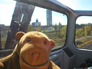Mr Monkey crossing the Bathurst Street bridge