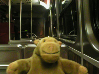 Mr Monkey on a streetcar beneath the streets of Toronto