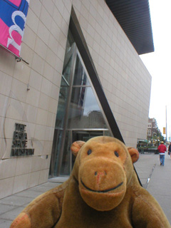 Mr Monkey outside the Bata Shoe Museum