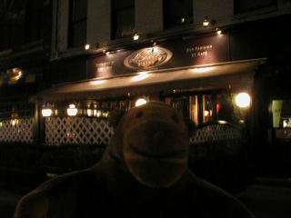 Mr Monkey outside Le Select bistro