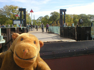 Mr Monkey approaching the Ward's Island Ferry Terminal