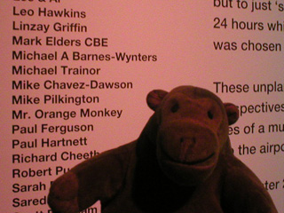 Mr Monkey checking for his name on the contributors list