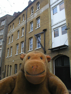 Mr Monkey outside the Kirkaldy Testing Works