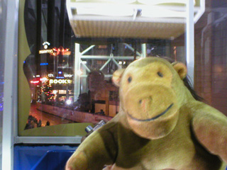 Mr Monkey looking towards the Printworks