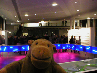 Mr Monkey looking over a strange architectural model