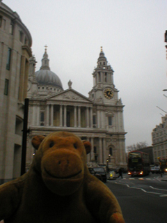 Mr Monkey walking away from St Paul's