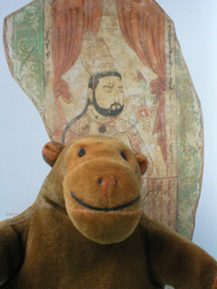 Mr Monkey with a wall painting of an Uighur Prince