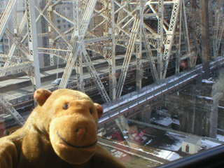 Mr Monkey looking down on Queensborough Bridge