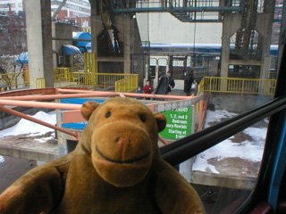 Mr Monkey arriving at the Second Avenue terminal