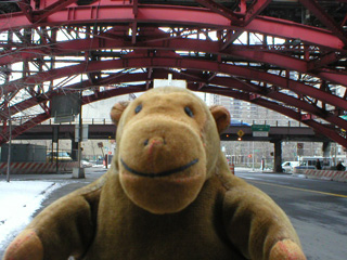 Mr Monkey underneath Brooklyn Bridge