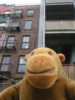 Mr Monkey outside the back of the Tenement Museum