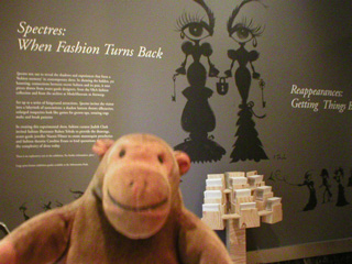 Mr Monkey reading the panel at the entrance to the Spectres exhibit