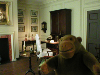 Mr Monkey looking at the Early Georgian room