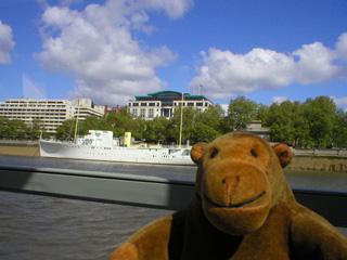 Mr Monkey passing HQS Wellington