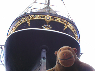 Mr Monkey looking up at the stern