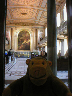 Mr Monkey inside the Naval College Chapel