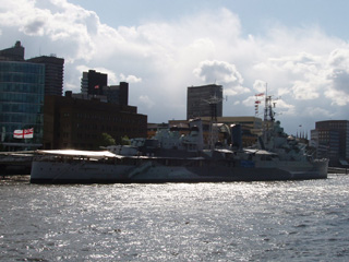 HMS Belfast from a cruise boat
