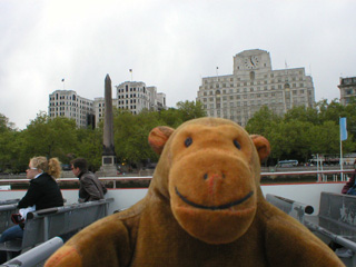 Mr Monkey passing Cleopatra's Needle